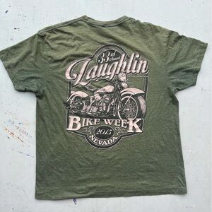 Men's Laughlin T-Shirt Green Motorcycle L Bike Week Racing Desert USA Nevada
